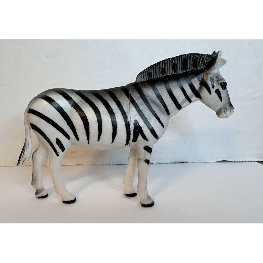 Vintage Plastic Zebra Figurine Toy Wild African Safari Animal Cake Topper